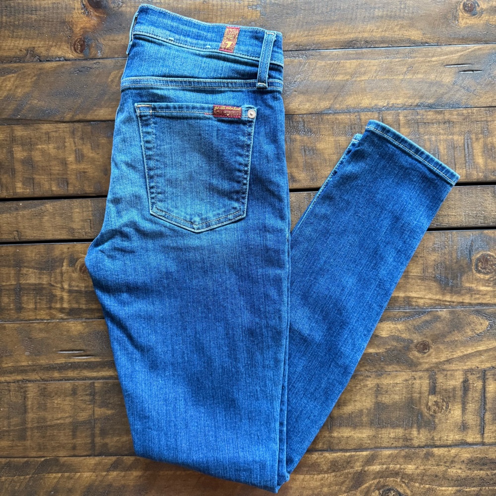 Women’s 7 For All Mankind Needlepoint Floral Embroidery Skinny Jeans Size 27